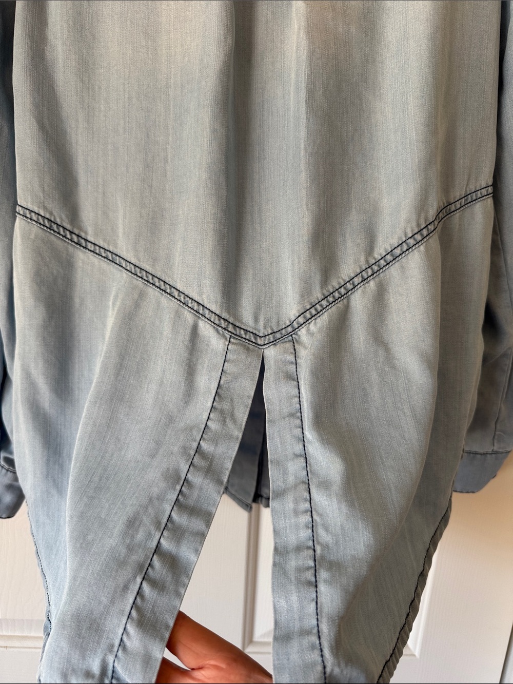 Sam Edelman Light Blue Denim Button-Front Jacket - Picture 3 of 8